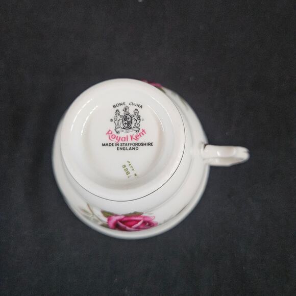 Royal Kent Bone China Tea Cup and Saucer Set Purple Rose Made in England - Picture 6 of 14